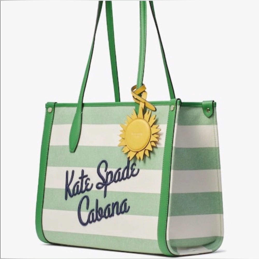 Kate Spade Cabana Green and Cream Tote